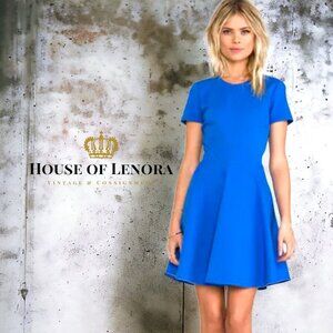 Diane Von Furstenberg Ivana Blue Short Sleeve Fit & Flare Dress,  Size 6